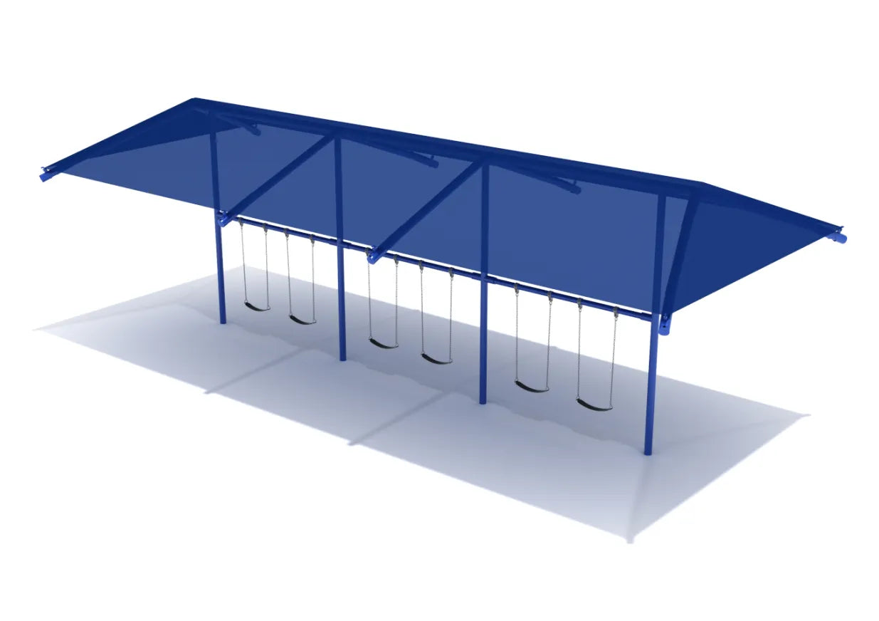 8 Feet Elite Single Post Swing With Shade - 3 Bay