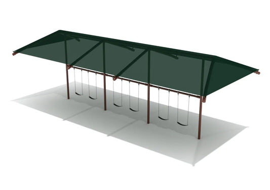 8 Feet Elite Single Post Swing With Shade - 3 Bay